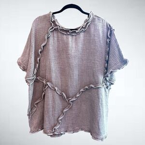Size S (Oversized) Easel Los Angeles Cotton Gauze Top in Mocha